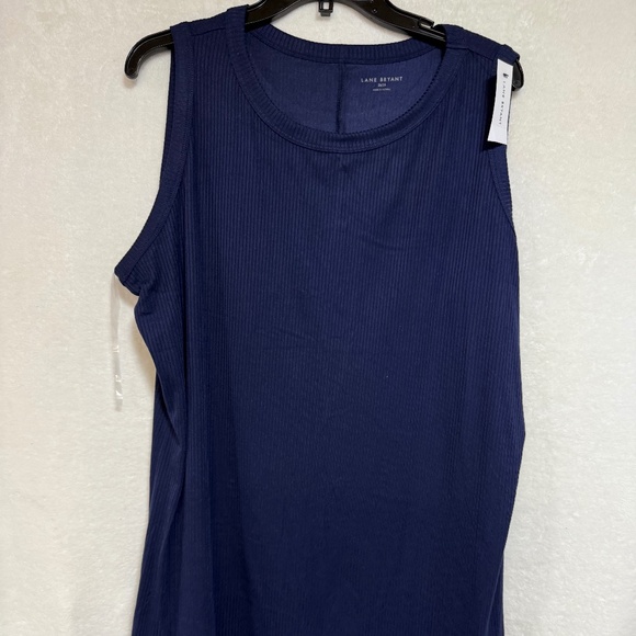 Lane Bryant Ribbed Tank Top Size 26/28 Navy Tunic Basic Minimal Layer Flowy NEW - Picture 1 of 10